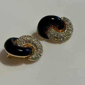 Black & Gold Toned Christian Dior Earrings